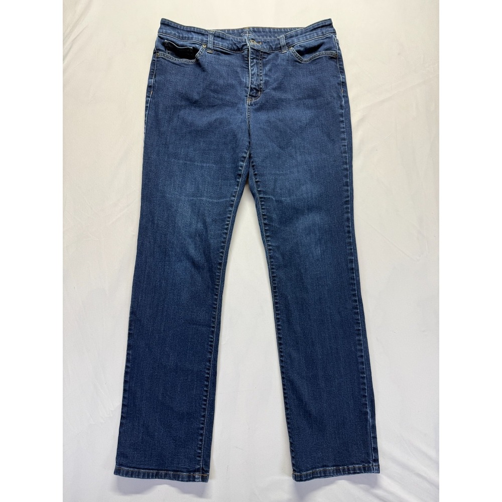St. John's Bay Jeans Womens 14 Blue Dark Wash Denim Cotton Mid Rise Straight Leg